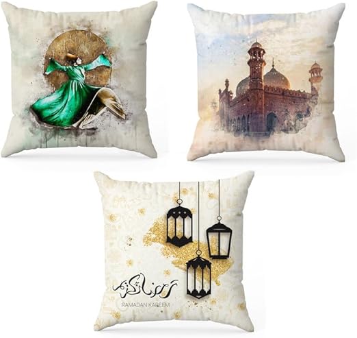 INtex CURTAINS HOUSE Throw Pillow Covers - Velvet Cushion Covers - Set of 3 -40 x 40 cm - Cover Only