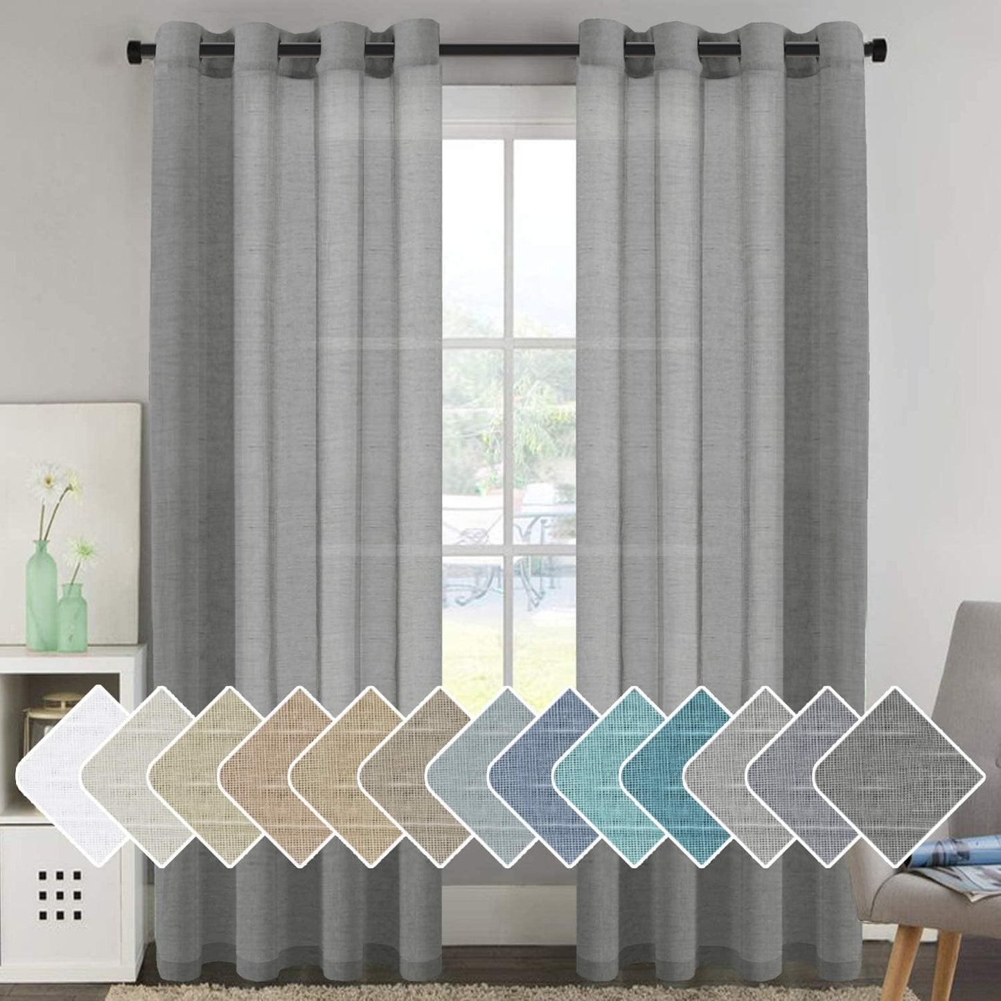 INtex CURTAINS HOUSE Elegant Natural Linen Curtain Panel Steel Grommets 1 Piece