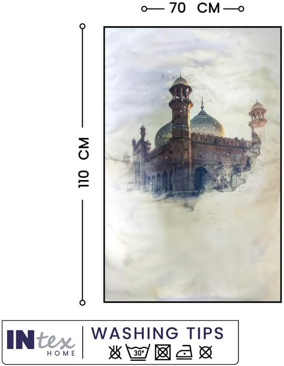 INtex Home Prayer Rug, Luxury Velvet Fabric with Digital Print, Soft Comfortable Islamic Mat for Daily Prayers, Elegant Lightweight Foldable for Mosque or Home Use