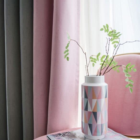 INtex CURTAINS HOUSE Linen Velvet Modern Design Curtain – Two colors With Tie-backs - 2 Piece 4 meters width