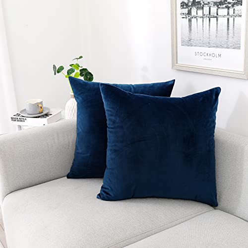 INtex CURTAINS HOUSE Soft Thick Velvet Throw Pillow Covers Decorative Square Cushion Cover For Couch Sofa Bedroom Living Room - set of 2 Pieces