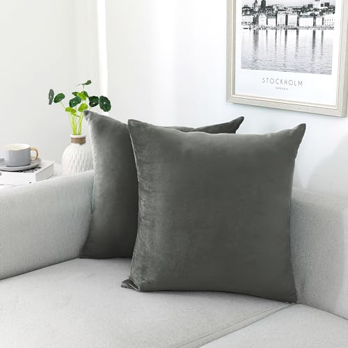 INtex CURTAINS HOUSE Soft Thick Velvet Throw Pillow Covers Decorative Square Cushion Cover For Couch Sofa Bedroom Living Room - set of 2 Pieces