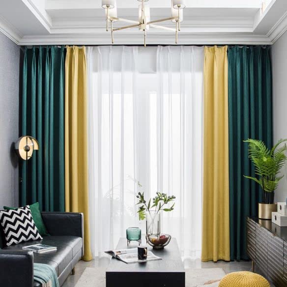 INtex CURTAINS HOUSE Linen Velvet Modern Design Curtain – Two colors With Tie-backs - 2 Piece 4 meters width