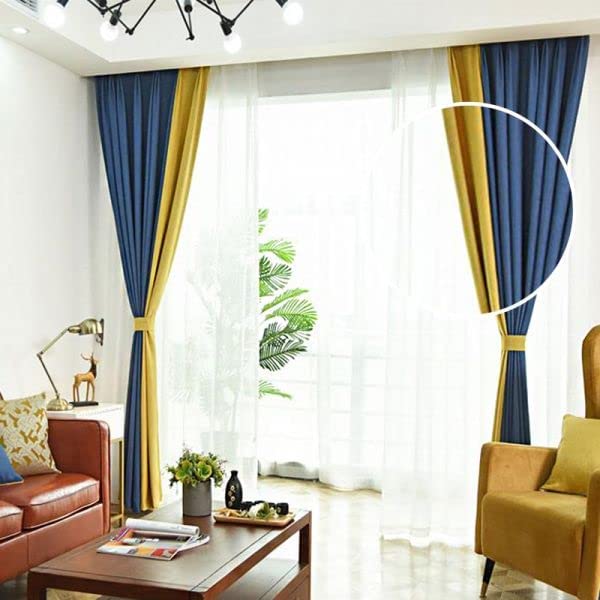 INtex CURTAINS HOUSE Linen Velvet Modern Design Curtain – Two colors With Tie-backs - 2 Piece 4 meters width