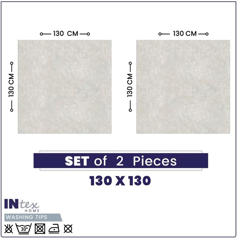 INTEX HOME Tablecloth Set, Semi-Transparent Linen Fabric, Square Design, Lightweight and Wrinkle-Resistant, 130×130 CM Each, Set of 2, Off-White, Elegant Table Covers for Dining and Kitchen