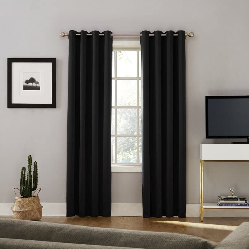 INtex CURTAINS HOUSE Black Blackout Curtains - steel Grommets - thermal Insulated fabric – for room darkness – 1 panel