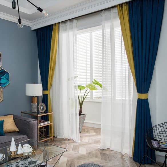 INtex CURTAINS HOUSE Linen Velvet Modern Design Curtain – Two colors With Tie-backs - 2 Piece 4 meters width