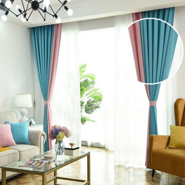 INtex CURTAINS HOUSE Linen Velvet Modern Design Curtain – Two colors With Tie-backs - 2 Piece 4 meters width