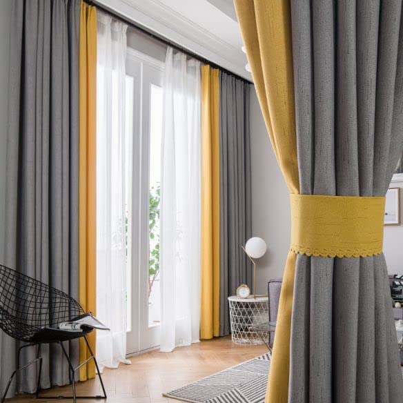 INtex CURTAINS HOUSE Linen Velvet Modern Design Curtain – Two colors With Tie-backs - 2 Piece 4 meters width