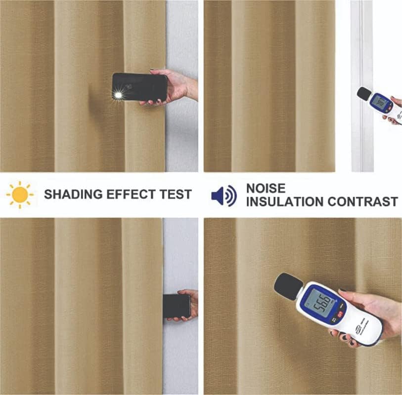 INtex Curtains Linen 100% Blackout Curtains for Bedroom Living Room Thermal Insulated Fabric -Room Darkening -Steel Grommet Window Curtains -1 Piece
