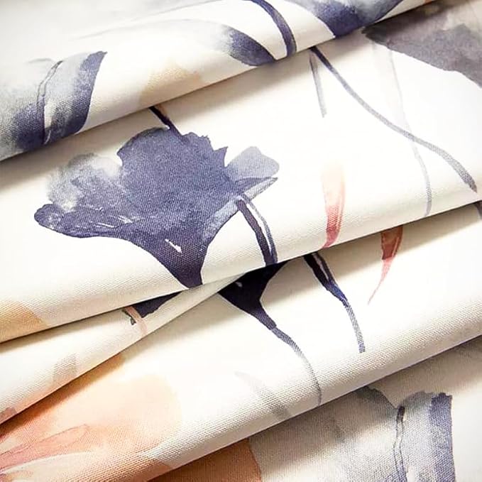 INTEX HOME Table Runner, Sou Floral Pattern, V-End Design, Premium Linen Velvet Fabric, Ultra-Soft and Wrinkle-Resistant, 1 Piece, Off-White x Navy Blue x Blush, for Dining and Living Room Décor