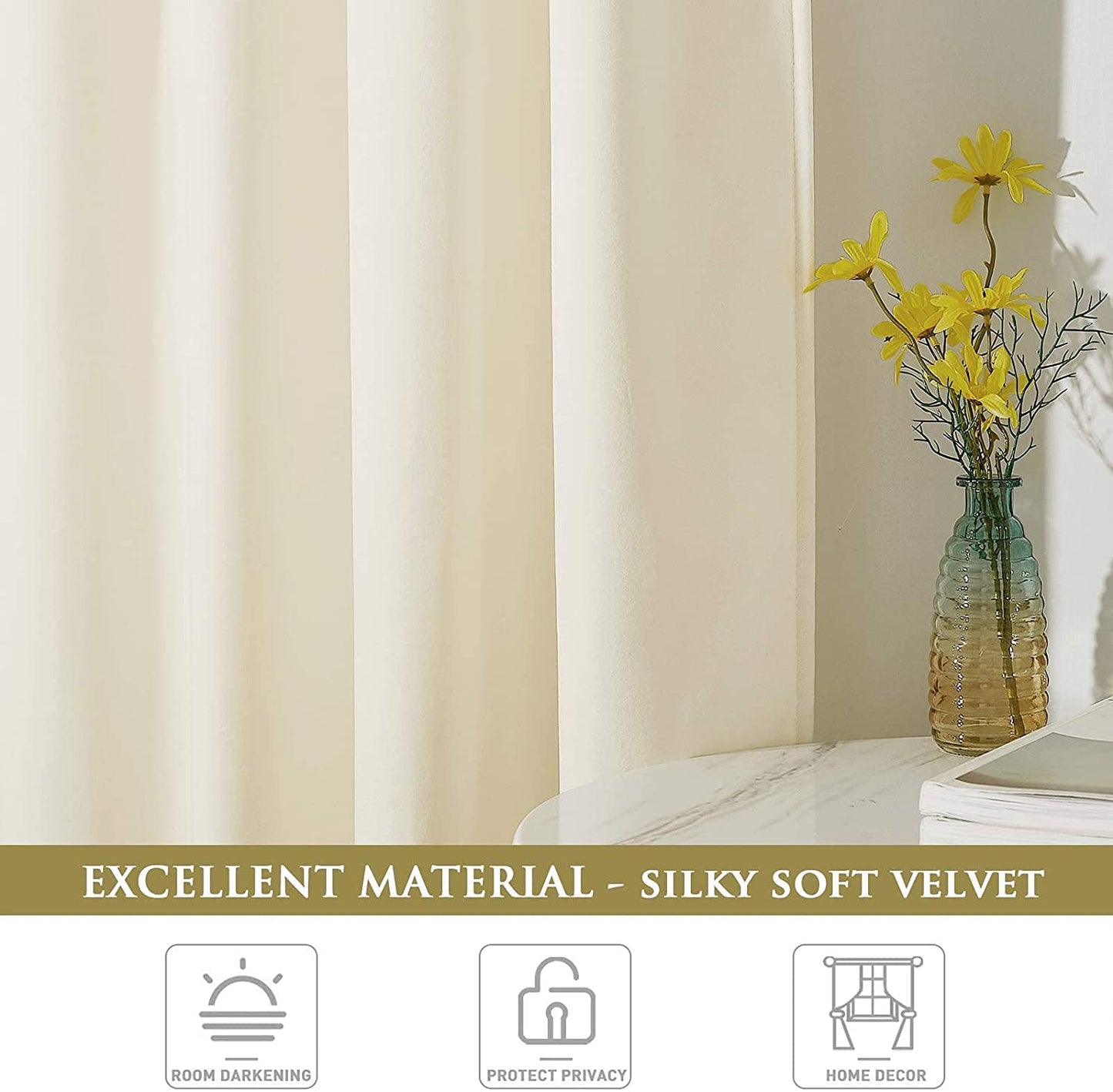 INtex CURTAINS HOUSE Elegant Velvet Curtains - Thermal Insulated Curtains for Living Room,steel Grommets - Light Blocking Shades - 2 panels