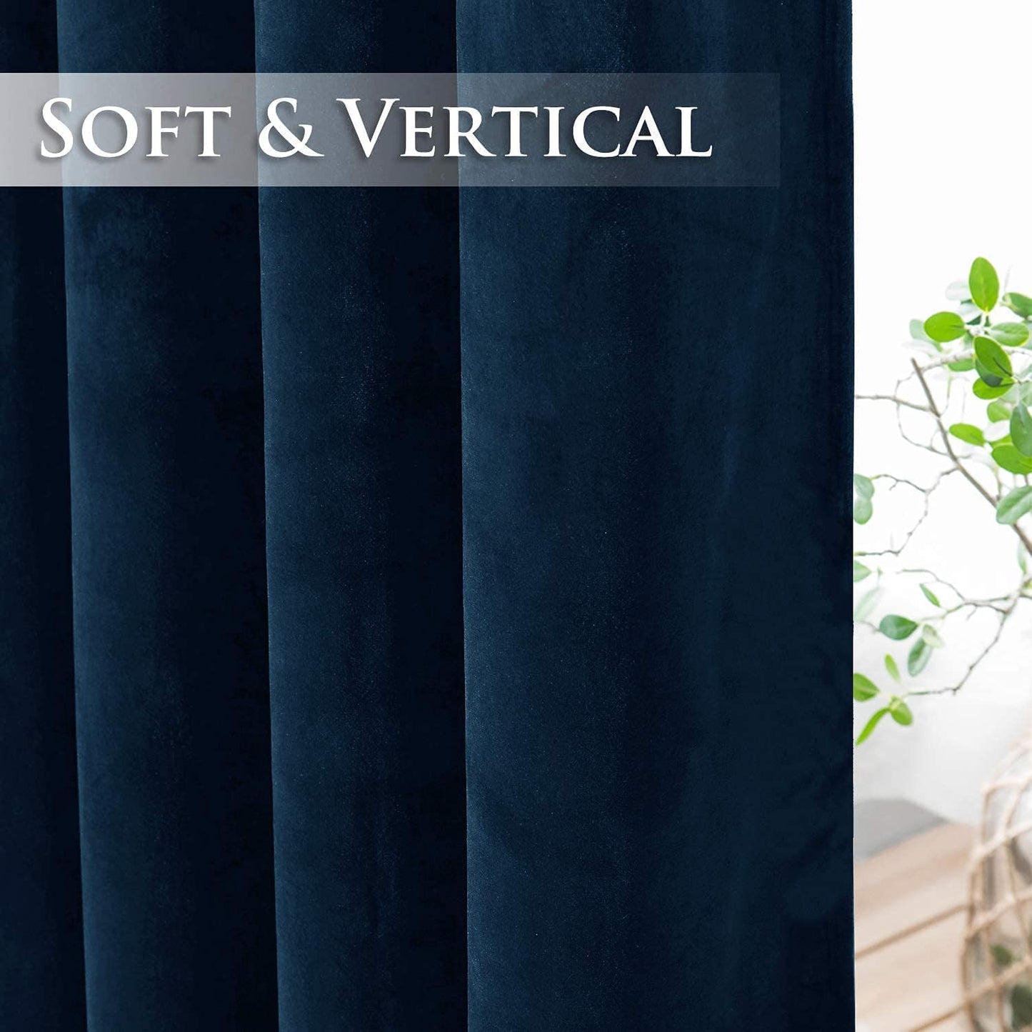 INtex CURTAINS HOUSE Elegant Velvet curtains - Soft Velour fabric - Steel Grommets - for living rooms - 1 piece-Navy