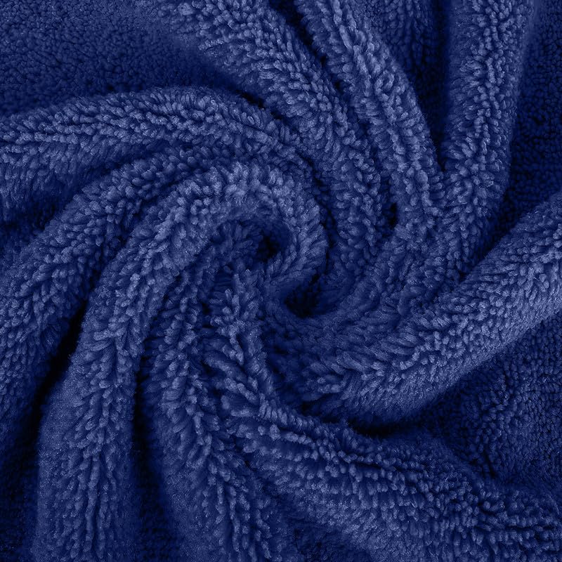 INtex HOME 4-Piece Towel Set, 100% Cotton ? Includes 1 Bath Towel 140 cm x 70 cm, 1 Hand Towel 100 cm x 50 cm, 2 Washcloths 30 cm x 30 cm, Quick Dry, Super Soft, Highly Absorbent, No Fade, Navy Blue
