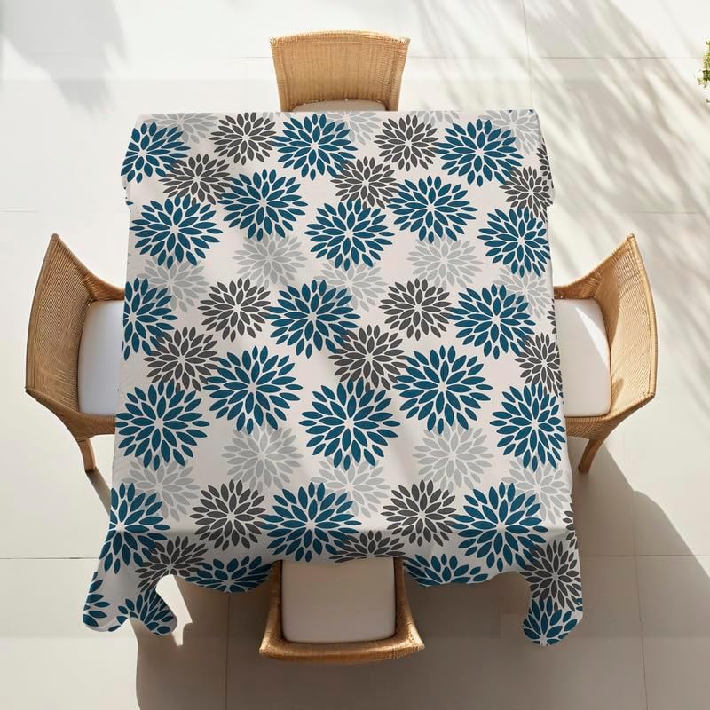 INTEX HOME Linen Velvet Floral Tablecloth, Textured Fabric for Elegant Dining, Special Occasions and Home Decor, Ultra-Soft, Wrinkle-Resistant, Spill-Proof