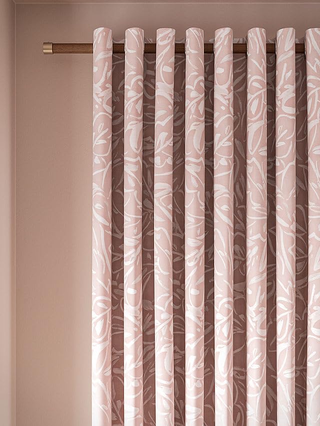 INtex CURTAINS House Linen Velvet Curtains - Pink Printed Leaves Sheer - Steel Grommets - 1 Piece