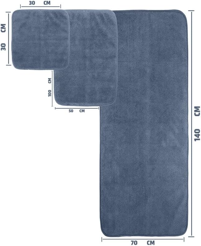 INtex HOME 4-Piece Towel Set, 100% Cotton – Includes 1 Bath Towel 140 cm x 70 cm, 1 Hand Towel 100 cm x 50 cm, 2 Washcloths 30 cm x 30 cm, Quick Dry, Super Soft, Highly Absorbent, No Fade, Grey