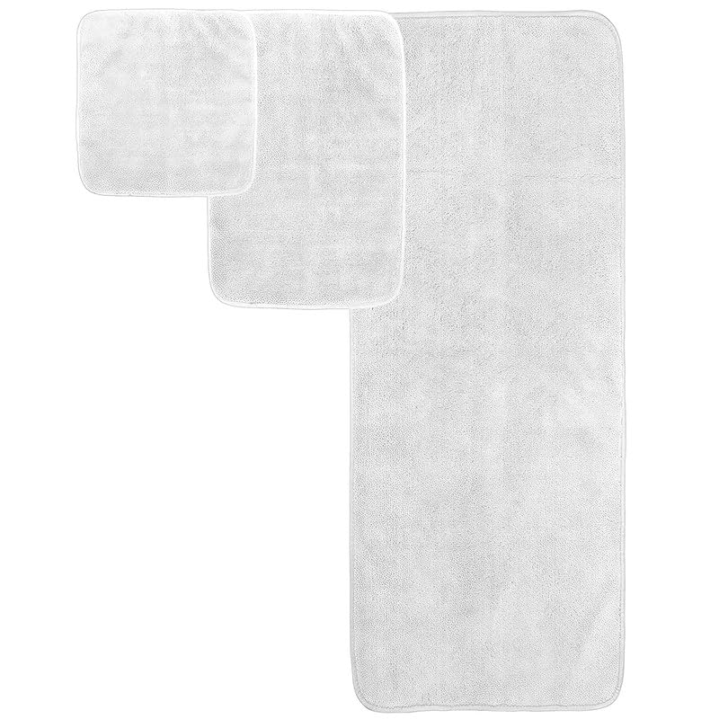 INtex HOME 4-Piece Towel Set, 100% Cotton ? Includes 1 Bath Towel 140 cm x 70 cm, 1 Hand Towel 100 cm x 50 cm, 2 Washcloths 30 cm x 30 cm, Quick Dry, Super Soft, Highly Absorbent, No Fade, White