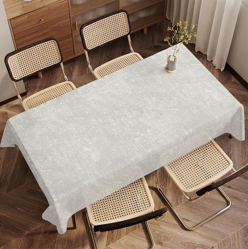 INTEX HOME Tablecloth Set, Semi-Transparent Linen Fabric, Square Design, Lightweight and Wrinkle-Resistant, 130×130 CM Each, Set of 2, Off-White, Elegant Table Covers for Dining and Kitchen