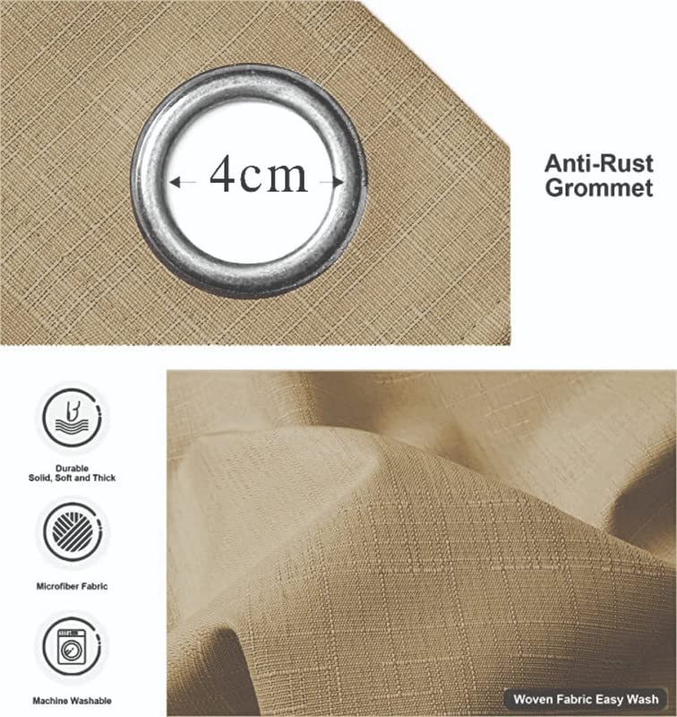 INtex Curtains Linen 100% Blackout Curtains for Bedroom Living Room Thermal Insulated Fabric -Room Darkening -Steel Grommet Window Curtains -1 Piece
