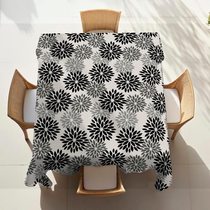 INTEX HOME Linen Velvet Floral Tablecloth, Textured Fabric for Elegant Dining, Special Occasions and Home Decor, Ultra-Soft, Wrinkle-Resistant, Spill-Proof