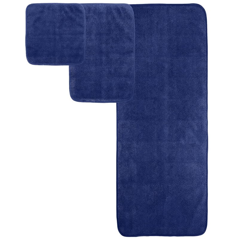 INtex HOME 4-Piece Towel Set, 100% Cotton ? Includes 1 Bath Towel 140 cm x 70 cm, 1 Hand Towel 100 cm x 50 cm, 2 Washcloths 30 cm x 30 cm, Quick Dry, Super Soft, Highly Absorbent, No Fade, Navy Blue