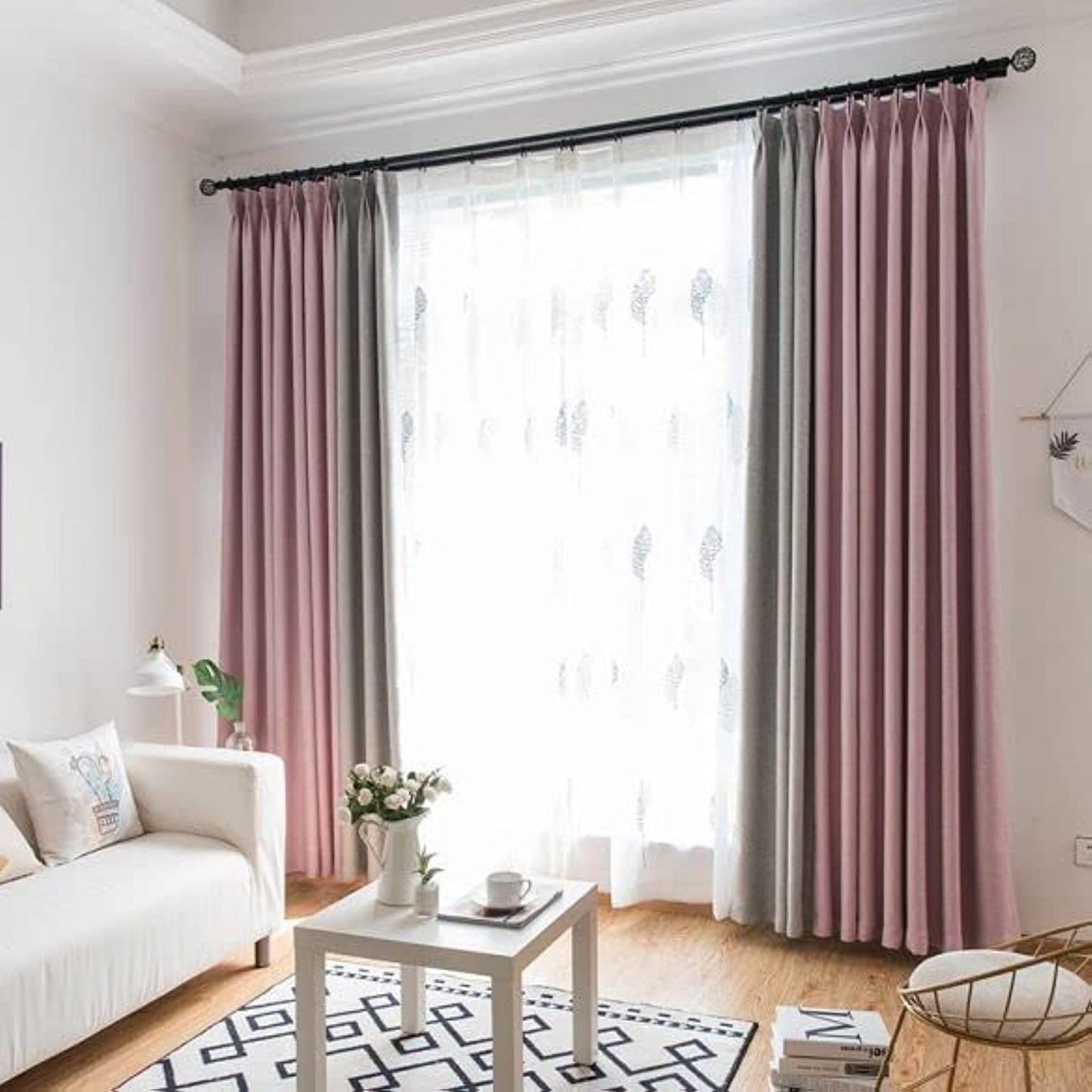 INtex CURTAINS HOUSE Linen Velvet Modern Design Curtain – Two colors With Tie-backs - 2 Piece 4 meters width