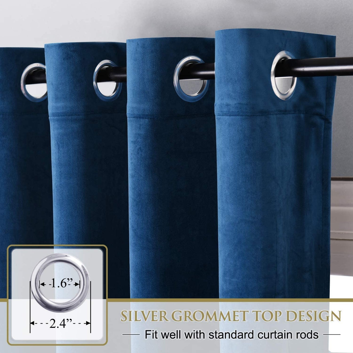 INtex CURTAINS HOUSE Elegant Velvet Curtains - Thermal Insulated Curtains for Living Room,steel Grommets - Light Blocking Shades - 2 panels
