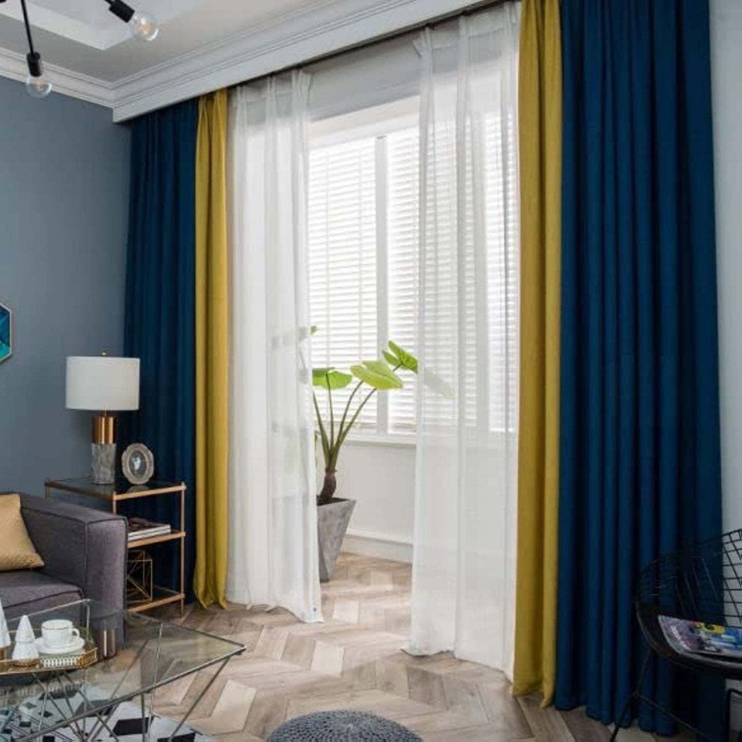 INtex CURTAINS HOUSE Linen Velvet Modern Design Curtain – Two colors With Tie-backs - 2 Piece 4 meters width