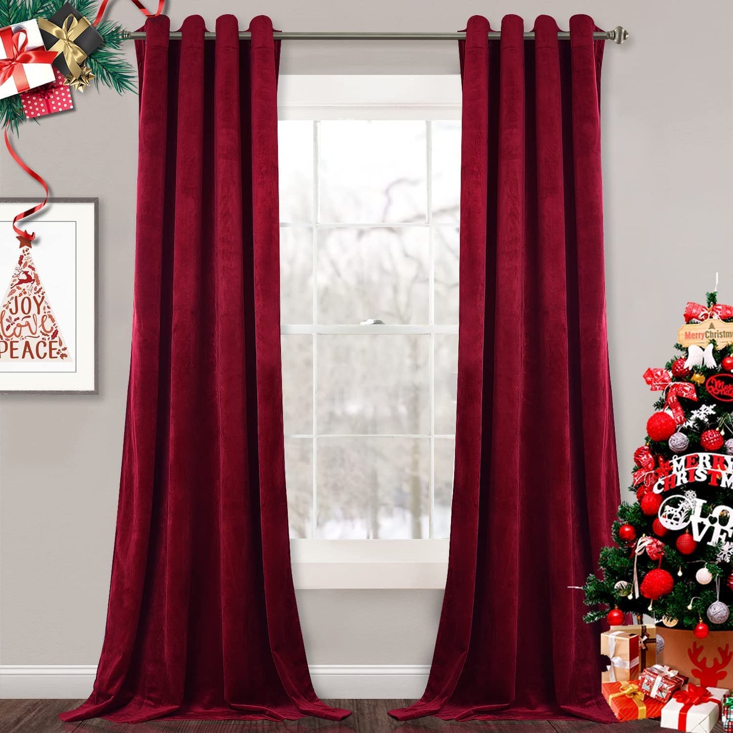 INtex CURTAINS HOUSE Elegant Velvet Curtains - Thermal Insulated Curtains for Living Room,steel Grommets - Light Blocking Shades - 2 panels