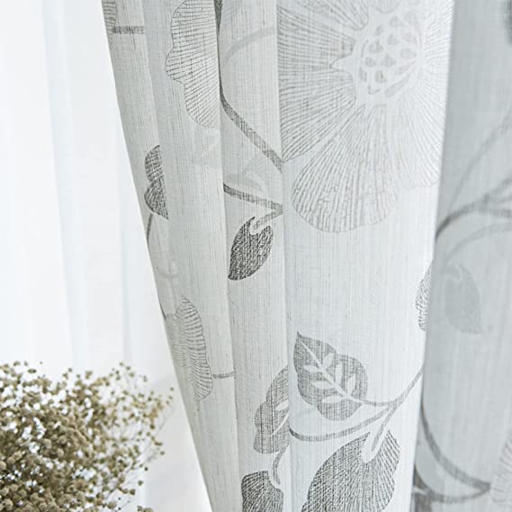 Linen Semi Transparent Curtain - Silver Normal Tape