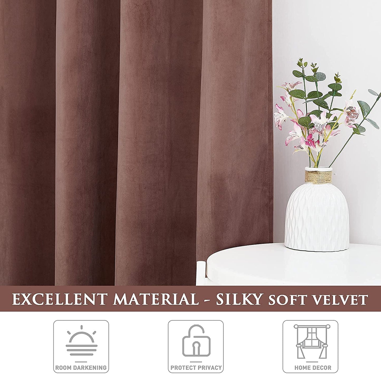INtex CURTAINS HOUSE Elegant Velvet Curtains - Thermal Insulated Curtains for Living Room,steel Grommets - Light Blocking Shades - 2 panels