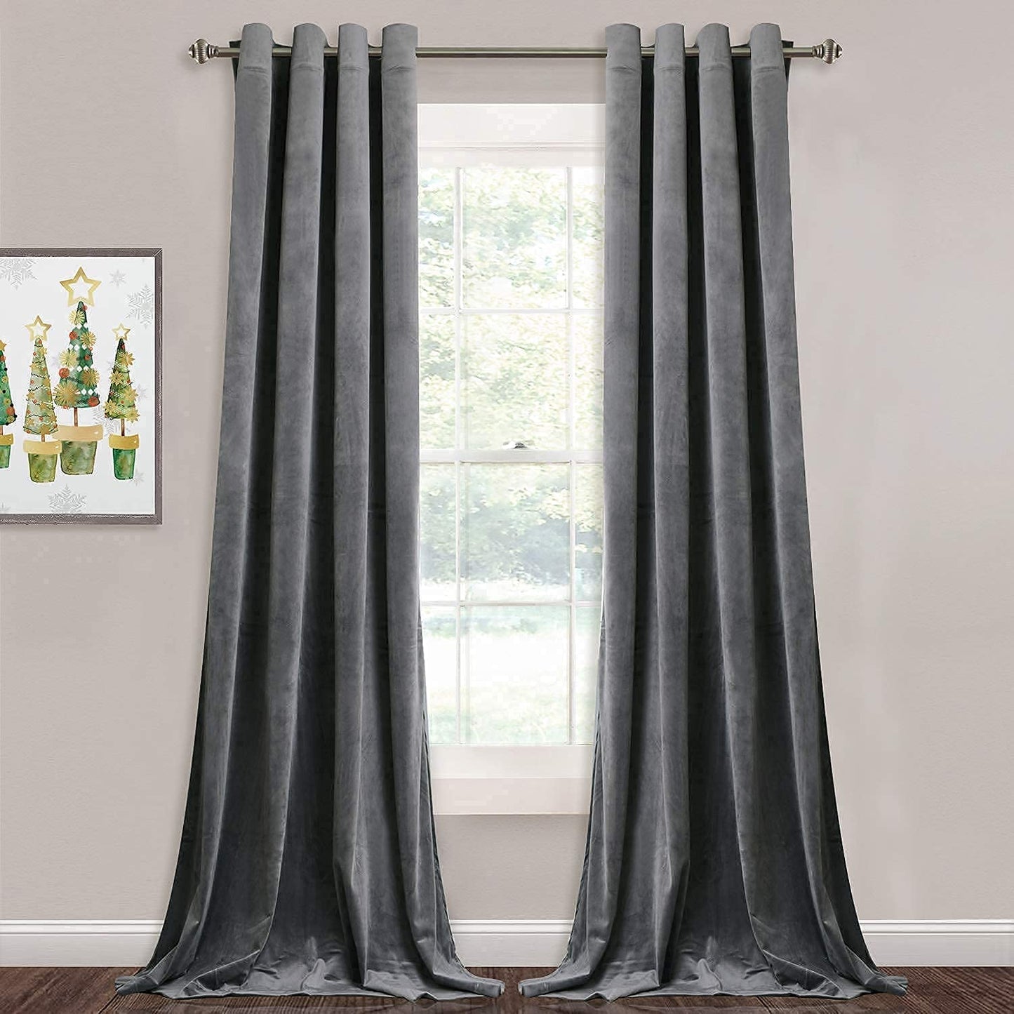 INtex CURTAINS HOUSE Elegant Velvet Curtains - Thermal Insulated Curtains for Living Room,steel Grommets - Light Blocking Shades - 2 panels