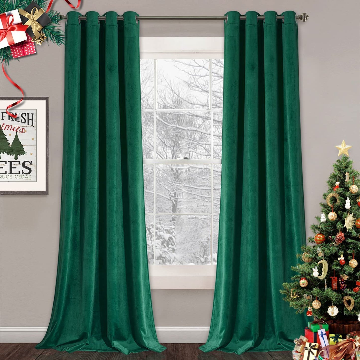 INtex CURTAINS HOUSE Elegant Velvet Curtains - Thermal Insulated Curtains for Living Room,steel Grommets - Light Blocking Shades - 2 panels
