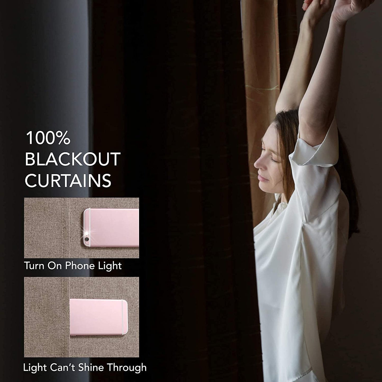 INtex CURTAINS HOUSE Linen Blackout curtains - 100% Blackout - sun zero - Fully Darkness for Room - thermal insulated fabric - silver steel Grommets - 1 Piece