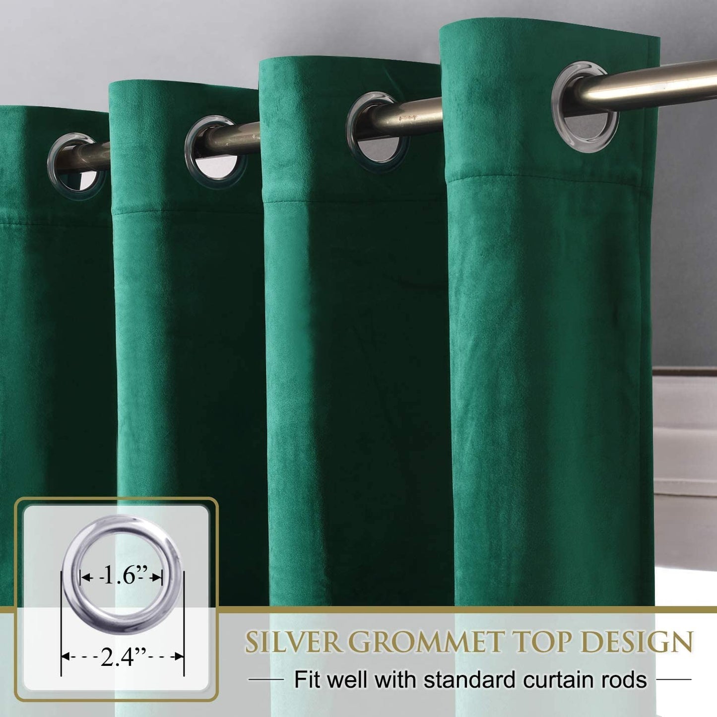 INtex CURTAINS HOUSE Elegant Velvet curtains - Soft Velour fabric - Steel Grommets - for living rooms - 1 piece-Emerald Green