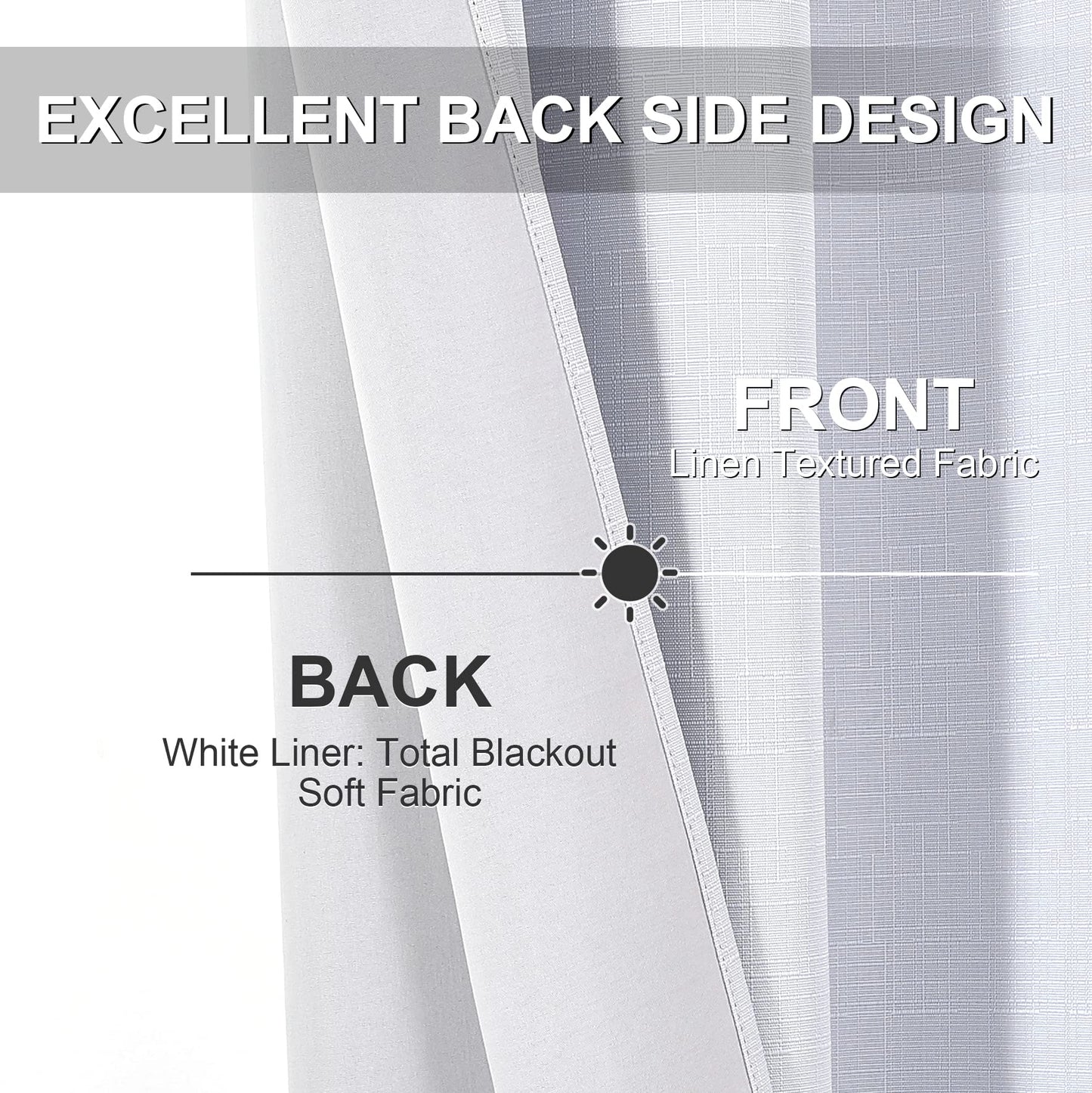 INtex Curtains Linen 100% Blackout Curtains for Bedroom Living Room Thermal Insulated Fabric -Room Darkening -Steel Grommet Window Curtains -1 Piece