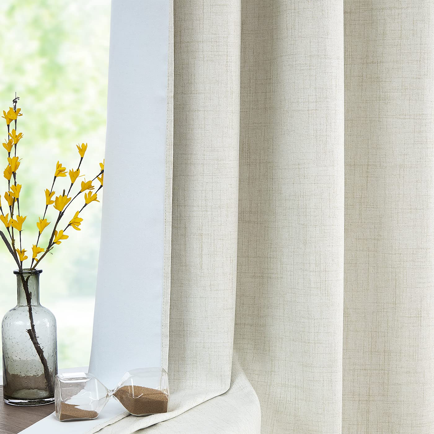 INtex CURTAINS HOUSE Linen Blackout curtains - 100% Blackout - sun zero - Fully Darkness for Room - thermal insulated fabric - silver steel Grommets - 1 Piece