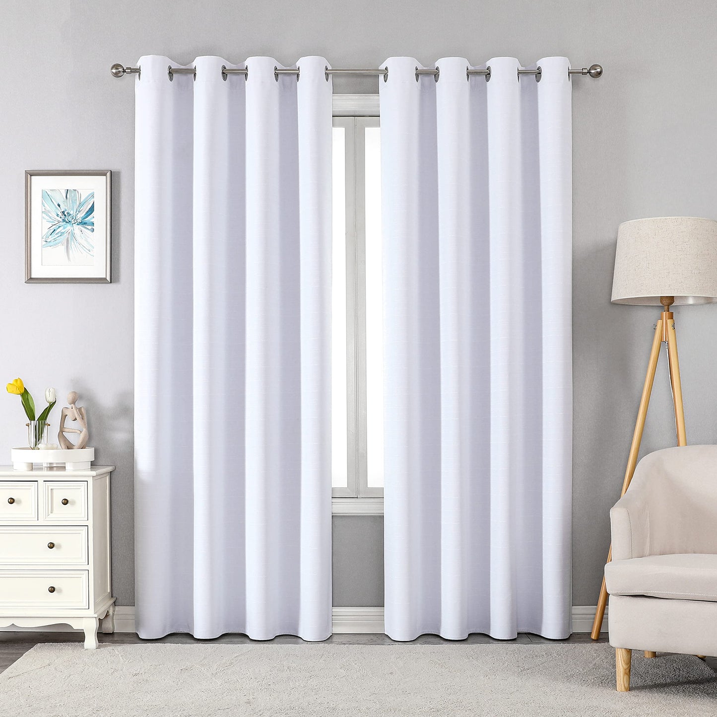 INtex Curtains Linen 100% Blackout Curtains for Bedroom Living Room Thermal Insulated Fabric -Room Darkening -Steel Grommet Window Curtains -1 Piece
