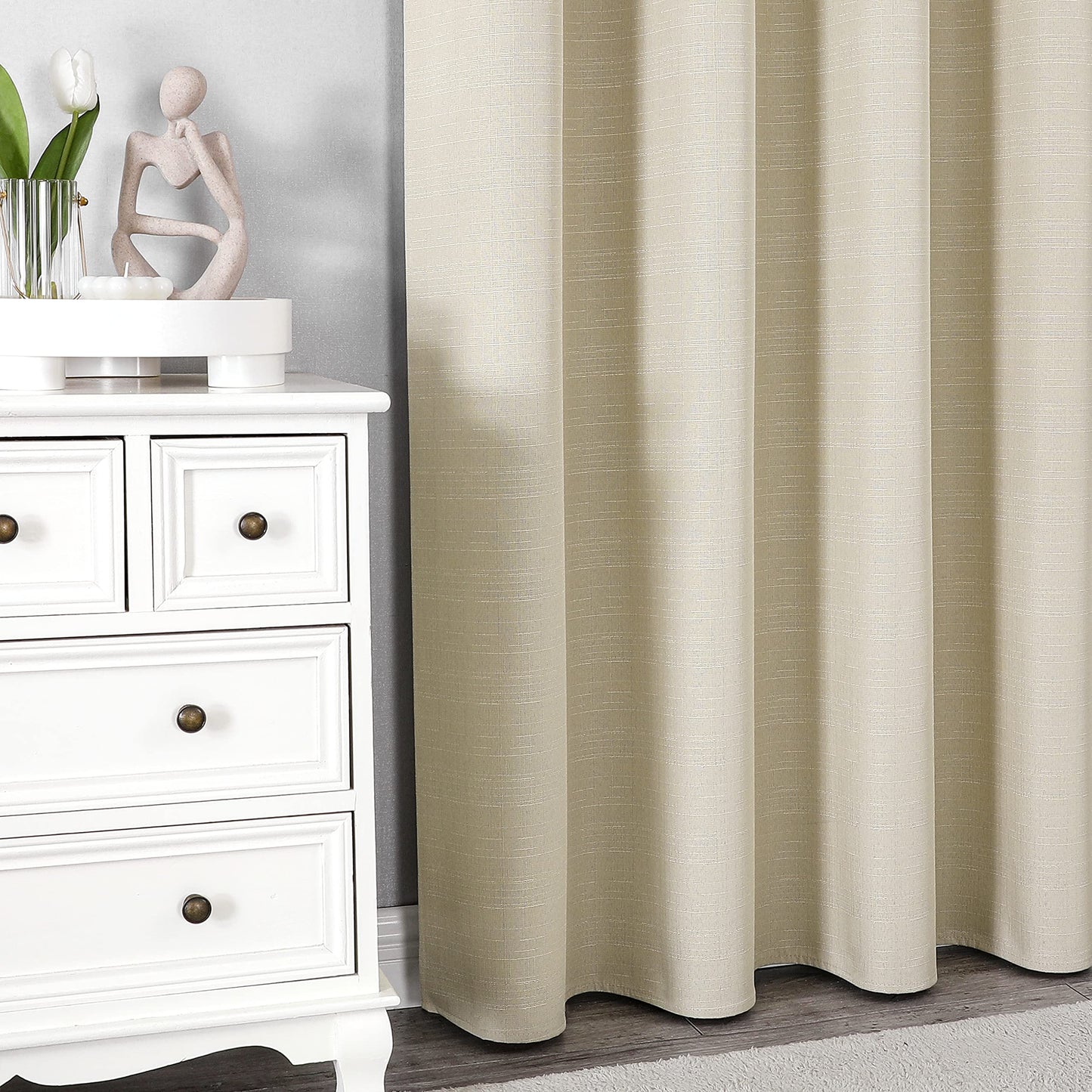 INtex Curtains Linen 100% Blackout Curtains for Bedroom Living Room Thermal Insulated Fabric -Room Darkening -Steel Grommet Window Curtains -1 Piece