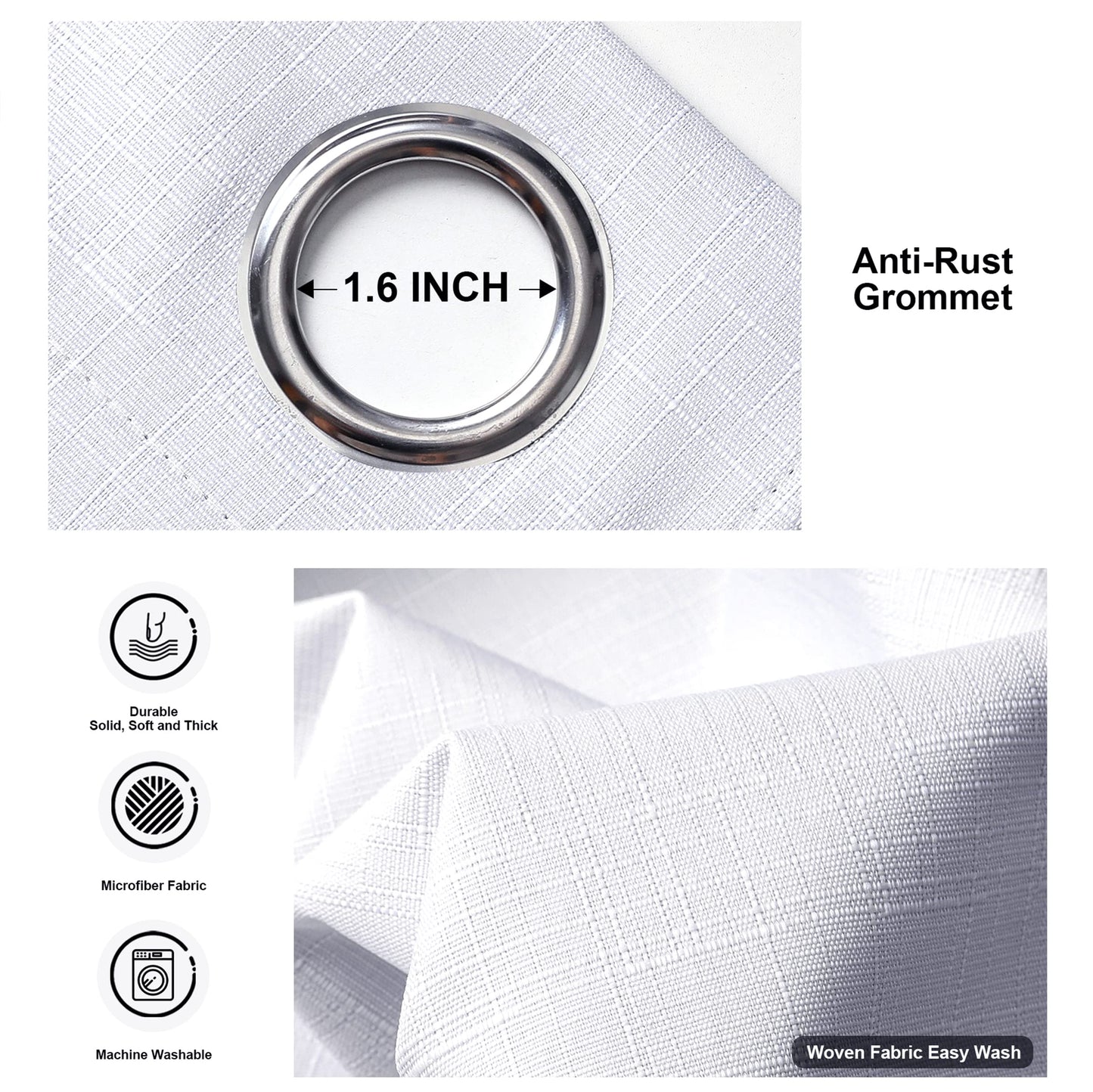 INtex Curtains Linen 100% Blackout Curtains for Bedroom Living Room Thermal Insulated Fabric -Room Darkening -Steel Grommet Window Curtains -1 Piece