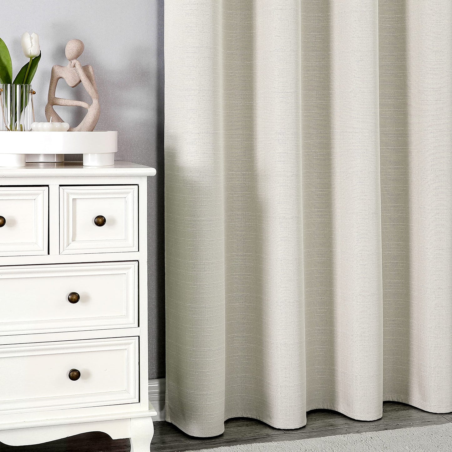 INtex Curtains Linen 100% Blackout Curtains for Bedroom Living Room Thermal Insulated Fabric -Room Darkening -Steel Grommet Window Curtains -1 Piece