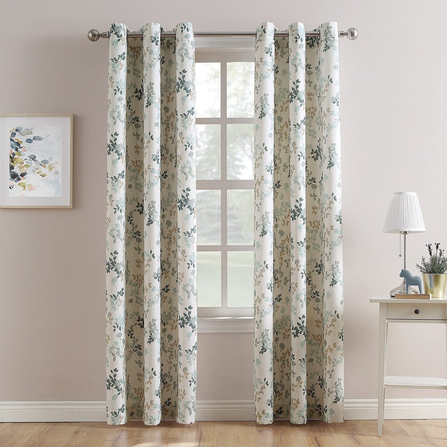 INtex CURTAINS HOUSE Linen Velvet Sabia Curtains-Modern Multi Colour Sheer Design-Steel Grommets -1 Piece 140W X 230L CM Beige*multicolour