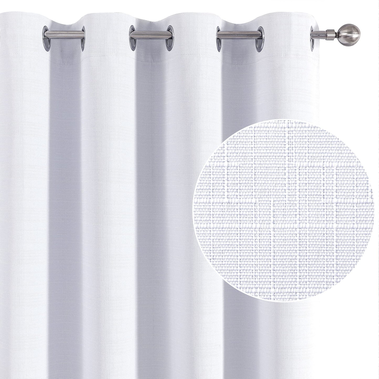 INtex Curtains Linen 100% Blackout Curtains for Bedroom Living Room Thermal Insulated Fabric -Room Darkening -Steel Grommet Window Curtains -1 Piece