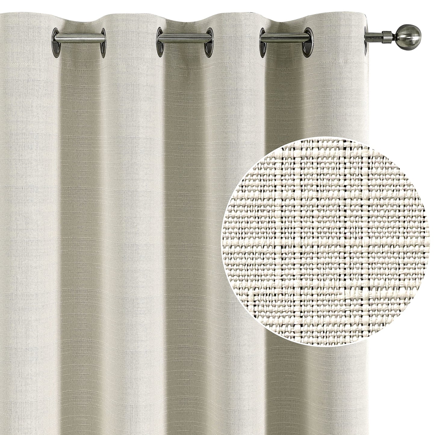 INtex Curtains Linen 100% Blackout Curtains for Bedroom Living Room Thermal Insulated Fabric -Room Darkening -Steel Grommet Window Curtains -1 Piece