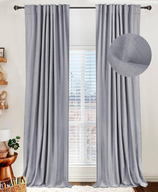 INtex CURTAINS HOUSE 100% Blackout Shield Linen Blackout Curtains for Bedroom and Living Room - Thermal Insulated Textured Drapes with Back Tab/Rod Pocket - 1 Piece