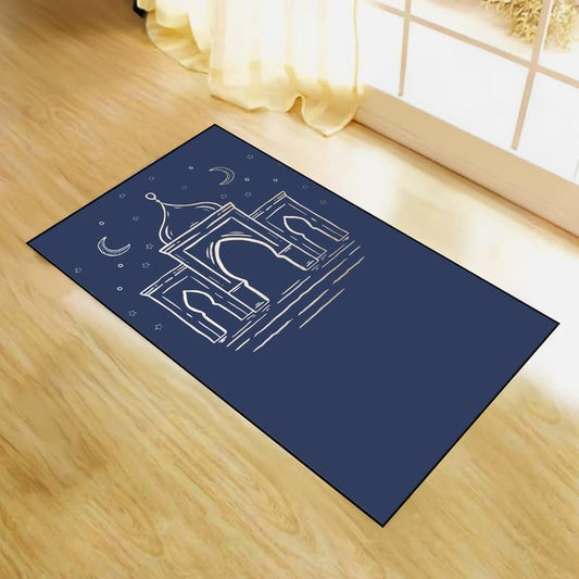 INtex Home Prayer Rug, Luxury Velvet Fabric with Digital Print, Soft Comfortable Islamic Mat for Daily Prayers, Elegant Lightweight Foldable for Mosque or Home Use