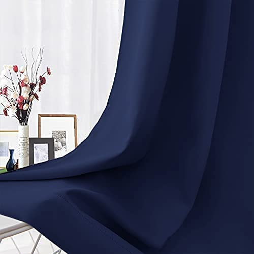 INtex CURTAINS HOUSE Navy Blackout Curtains - steel Grommets - thermal Insulated fabric – for room darkness – 1 panel