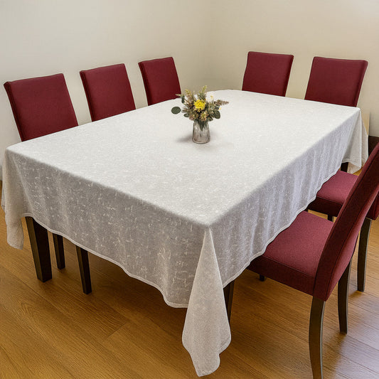 INTEX HOME Tablecloth, Semi-Transparent Linen Fabric, Rectangle Design, Lightweight and Wrinkle-Resistant, 1 Piece, Off-White, Elegant Table Cover for Dining, Kitchen, and Living Room Décor