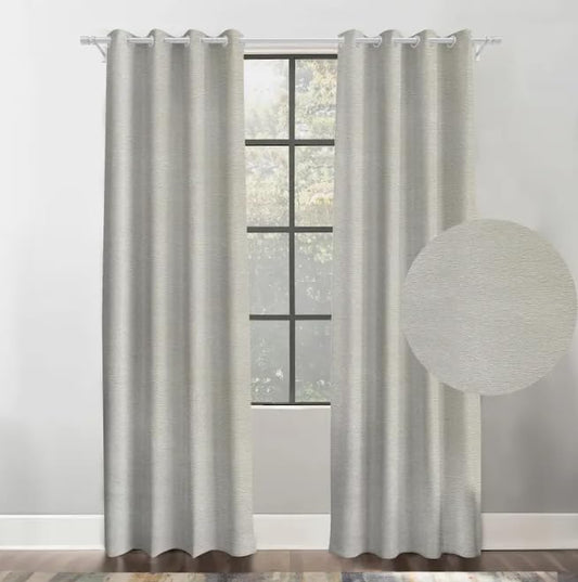 INtex CURTAINS HOUSE Faux Linen Textured Curtains Durable Fabric-Light Filtering Drapes for Living Rooms Reception and Bedroom - Steel Grommets - 2 Pieces